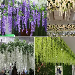 Torkade blommor konstgjorda wisteria falskt violetta tak blomma rotting bröllop familj trädgård el korridor vardagsrum kontor dekoration 230111