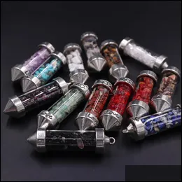 Charms Glass Gravel Wishing Bottle Pendant Seven Chakra Divination Dowsing Cone Point Pendants For Necklace Jewelry Drop Delivery Fi Dhqz0