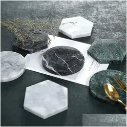 Mats Pads Tabela 1PCS Creative Luxury Marble Ceramic Drink Copo Dining Cafeting Pad Tea Mat Placemat Decoração Droga Diretor em casa Gar Dhvxb