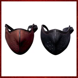 MZZ71 Face Shield Punk Leather Mask Motorcycle Biker Half Face Mask Anti-dust Sport Mask Cycling Mouth Muffle Helmet Riding