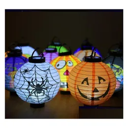 Outras festas de festas suprimentos de halloween decora￧￣o led papel ab￳bora pendurada nas lanternas de lanterna de l￢mpadas de luz de luz para figurino de terror em casa dhouh