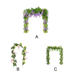 Decorative Flowers Pack Of 4 Artificial Garland Garden Decorations Home Supplies Party Ornaments Silk Wisteria Wedding Flower Vein