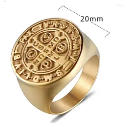 Cluster Rings Oulai777 Stainless Steel Big Gold 2023 Wholesale Male Knight Letter Ring Signet-ring Men Punk Friend Fashion Jewelry