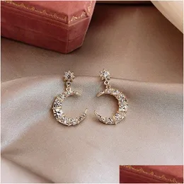 Dangle Chandelier Fashion Jewelry S925 Sliver Post Atmospheric Moon Stud Earrings Women Elegant Drop Delivery Dhiql
