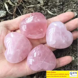 Natural Rose Quartz Heart Shaped Pink Crystal gifts Carved Palm Love Healing Gemstone Lover Gife Stone CrystalHeart Gems