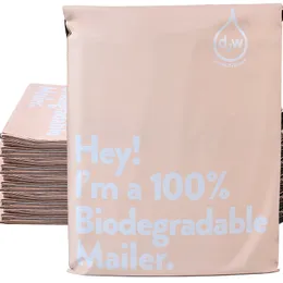 Storage Bags 50pcs Beige100% D2W Biodegradable Courier Organizer Eco Mail Poly Mailers Seal Mailing Envelope Delivery 230111