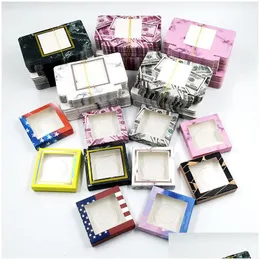False Eyelashes 100pcs 많은 속눈썹 포장 정사각형 종이 상자 옵션 속눈썹 케이스에 대한 많은 스타일과 색상 25 mm Mink Eyelashe Wit dhsq0