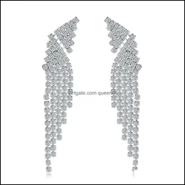 Lampadario pendente Moda Sposa Orecchino lungo appeso Orecchini con nappa con strass di cristallo per le donne Accesso ai gioielli di fidanzamento di nozze Otpar