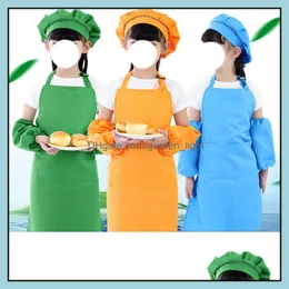 Aprons Children Front Pocket Bib Apron Kid Boys Girls Kitchen Child Craft Kids Painting Cooking Baby Pinafore Drop Delivery Home Gar Dhw1A