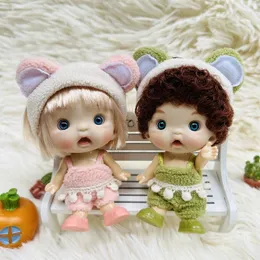 Dolls Mini 1 12 Cute Surprise Face Boy Girl OB11 Blue Green Eyeballs with Clothes 10CM Toys Gift for Girls 230111