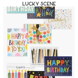 Other Event Party Supplies Happy Birthday Cards With Envelopes Folding Blank Greeting Candle Balloon Style Boys Girls S00766 230111