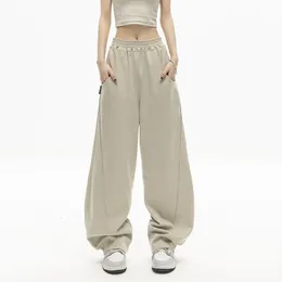 Calças femininas mingliusili outono damasco sweatpants para mulheres allmatch recreativo moda coreana elástica oversized 230111