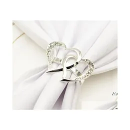 Pierścienie na serwetki w kształcie serca metalowy sier kolor klamra walentynki dzień ślubny imprezy