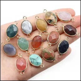 Charms fasetterade Gemse Natural Stone Chakra Reiki Healing Rose Crystal Aventurine Pendants For DIY Armband Halsbandsmycken ACC Drop DH50T