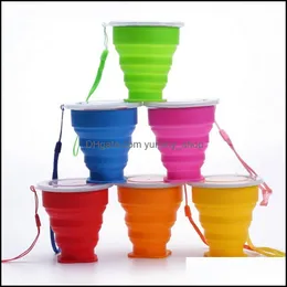 Mugs New Folding Water Cups Outdoor Travel Sile Retractable Tumblerf Telescopic Collapsible Cup 200Ml Drop Delivery Home Garden Kitc Otsl9