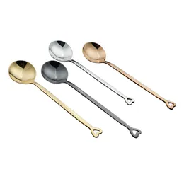 Spoons Stainless Steel Coffee Spoon Korean Style Heart Shaped Handle Round Mtifunction Ice Cream Dessert Tea Drop Delivery Home Gard Dhlbp