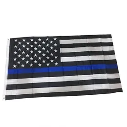 Bannerflaggor 90x150 cm Blueline USA Police 3x5 fot tunn bl￥ linje flagga svart vit och amerikansk med m￤ssing grommets bh2686 dbc drop dhqv2