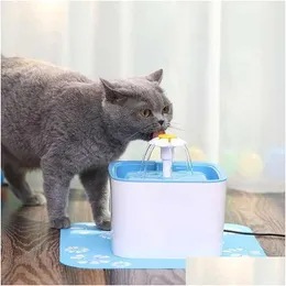 Kennels Pens Pet Water Fountain For Cats And Dogs With Filter Sile Mat Cat Matic Dispenser Blue Drop Delivery Home Garden Supplies Dheux