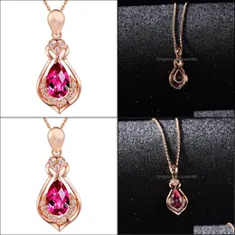 Pendant Necklaces Ruby Pendants Vintage Fine Wedding Engagement Necklace Bijouterie Imitation 925 Sterling Sier Drop Delivery Jewelry Dhvnl