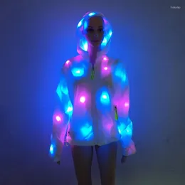 Kurtki damskie LED LED Oświetlenie płaszcz / pary płaszcz / odblaskowy fluorescencyjny klub nocny Ubrania Halloweenowe kostiumy scena scena kobieta
