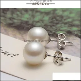 Stud Big Size Pearl 121m Button Freshwater White 925 Sterling Sier Simple Studs Earrings Women Beauty Jewelry 630 Q2 Drop Delivery Dhifa