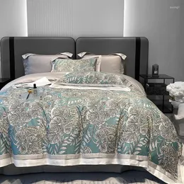 Defina a cama Luxury 1000TC de algodão egípcio folhas de impressão de impressão capa de cama de edredão plana/folhas de folha ajustadas