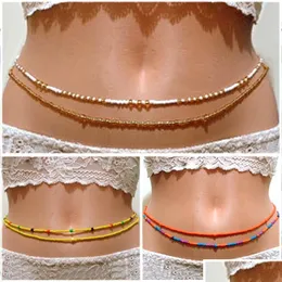 Belly Chains Bohemian Fashion Jewelry Candy Color Bikini Beads Belt Waist Drop Delivery Body Dhejt