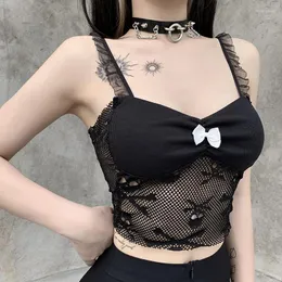 Canottiere da donna Drop Harajuku Star Print Camis Goth Sexy Cut Out Bandage Crop Top Vintage Lace Trim Backless BasicY2K Summer Top