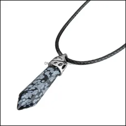 Anhänger Halsketten Hübsche Stein Halskette Vintage Natur für Frauen Kristall Quarz Edelstein Schnur Statement Leder Drop Lieferung Schmuck Stift DHNMS