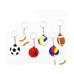 Party Favor PVC Originality Key Chain Football Baseball Basketball Volleyball Keys Ring Lovely Portable Buckle With Oly Styles DH6XV