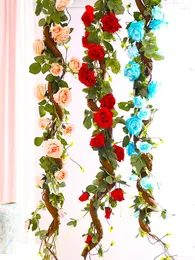 Fiori Decorativi 180 Cm Rose Artificiali String Viti Matrimonio Arco Decorazione Porta Appesa Ghirlanda Rattan Per La Casa All'aperto Decorazioni Natalizie