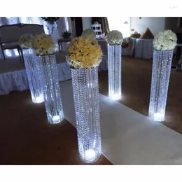 Parti dekorasyonu 6pcs/lot varış 120cm uzunluğunda 18 cm çapında akrilik kristal düğün yol kurşun merkezi etkinliği