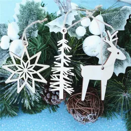 Dekoracje świąteczne 3PCS Wesołych roku Wesołych drzew wiszący świąteczne jelenie drewniane wisiorki DIY Ozdoby na imprezę