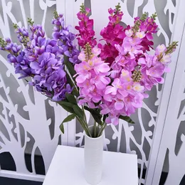 装飾的な花3PCSシミュレーションヒアシンスデルフィニウム人工花ホームリビングルームウェディングウォールポップ偽植物