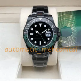 Hochwertige Herrenuhr mit automatischem Datum, 40 mm, schwarze grüne Lünette, automatisches mechanisches Asia 2813-Uhrwerk, Edelstahl, Saphirglas, hochwertige Armbanduhr