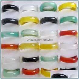Band Rings For Women Natural Agate Jade Wedding Men Love Christmas Gifts Bijoux Gemstone Ring Drop Delivery Jewelry Dhdws
