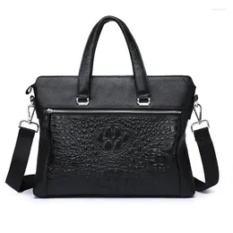 Briefcases Crocodile Briefcase Business Commercial Laptop Bag Genuine Leather Men Handbag Messenger Tote Casual Shoulder