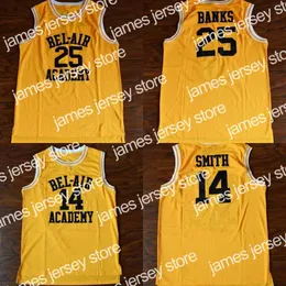 대학 농구 착용 Hot Will Smith #14 Bel-Air Academy Basketball Carlton Banks #25 Bel-Air Academy 영화 농구 저지 남성