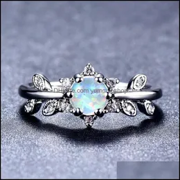 Cluster-Ringe 5 Stück / Los Mutter Geschenk FL Blue Fire Opal Edelsteine 925 Sterling Silber für Frauen Ring Russland Amerikanische Hochzeiten Schmuck 92 Q2 D DHADX