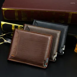 Plånböcker män läder plånbok kort hållare funktionell bärbar kortväska lyxig koppling
