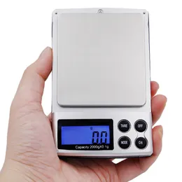 Шкалы 2000G 01G 2 кг цифровой мини -мини -электрический баланс веса карманные украшения Грамм с подсветкой 40FOFF 230112