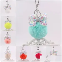 Keychains Lanyards Soft Artificial Rabbit Fur Key Rings Good Guality Plush Ball Cute Pompom Keyring Bag Charm Jewelry For Women Dr Dhwxy