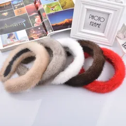 Hair Clips Barrettes Female Real Mink fur headband Women Genuin Fur Accessories Padded Winter Hoop 230112