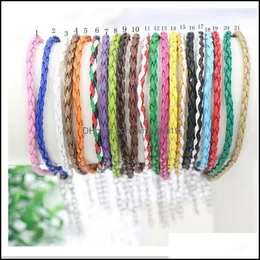 Charm Bracelets Fashion M 100Pc Lots Jewelry Mixed Type Alloy Antique Sier Diy Charms Pu Braided Leather Drop Delivery Dhrxi