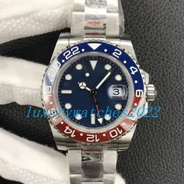 Herrenuhren, 40 mm, Keramiklünette, Kal. 3285, Automatik, blaues rotes Zifferblatt, GM-Fabrik, Herren-904L-Stahl, GMT-Ref. 126719, Eta-Saphirglas, leuchtende GMF-Armbanduhren