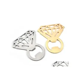 Öppnare Diamond Ring Shape Bottle Opener Diamonds Rostfritt stål Ölflaskopener Hål ut kreativa köksverktyg Drop Deliv DH0VW