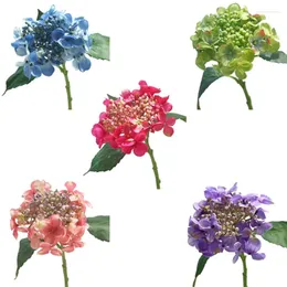 Flores decorativas 4 pçs flor de seda hortênsia buquê artificial peças centrais para mesas vaso decoração de casamento arranjo G2AB