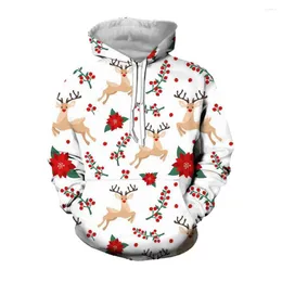 Men's Hoodies Jumeast 3D Christmas Animal Printed Elk Graphic Hoodie Cottagecore Oversized Men Fashion Vintage Y2K Streetwear Clothing