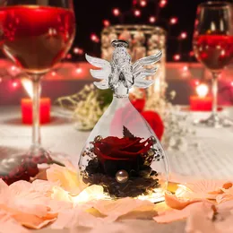 Torkade blommor 2023 Alla hjärtans dag gåva Rose Angel Christmas Fresh Box Eternal Love Glass Cover Girl Friend 230111