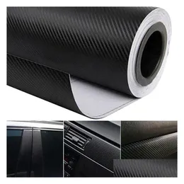 Other Interior Accessories 30Cmx127Cm 3D Carbon Fiber Vinyl Car Wrap Sheet Roll Film Stickers And Decals Styling Mobiles Drop Delive Dh1Gb